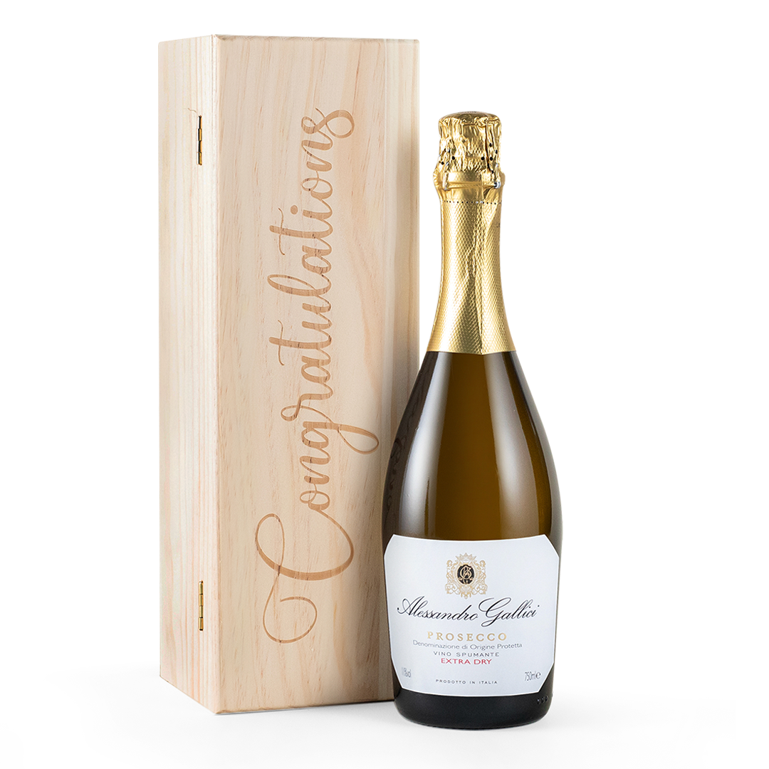 Congratulations Prosecco In Wooden Gift Box Congratulations Prosecco In Wooden Gift Box